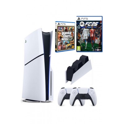 Playstation 5 Slim +2.kol Dualsense +Şarj istasyonu +PS5 FC26 + GTA V Playstation 5 Slim +2.kol Dualsense +Şarj istasyonu +PS5 FC26 + GTA V